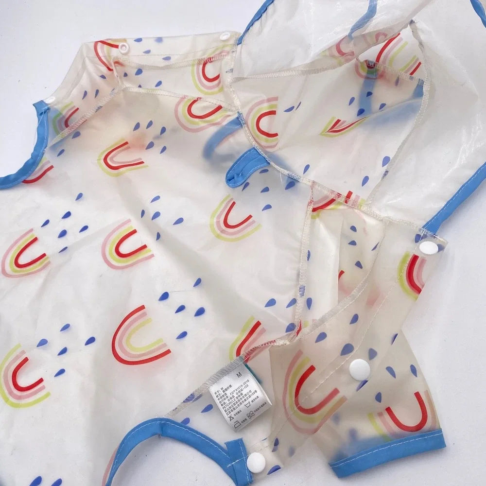 Petcircle Rainbow Print Dog‎ Raincoat Medium Clear Blue Hooded Waterproof Jacket